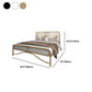 Glam Metal Open-Frame Bed with Rectangular Upholstered Headboard