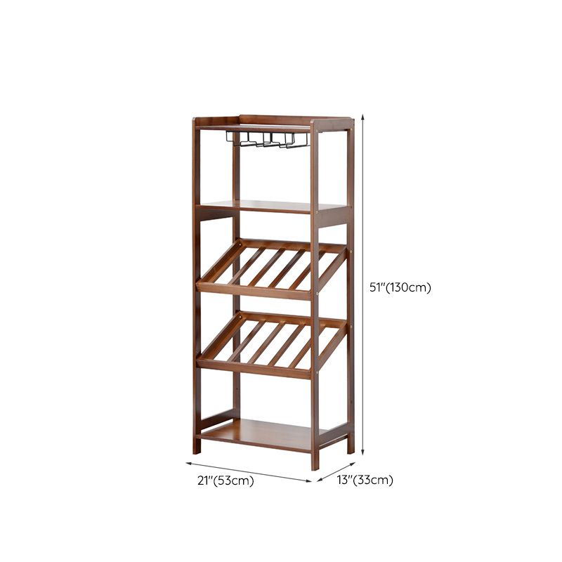 モダンな床ワインボトルラック茶色の木製ワインボトルラック付きワイン収納