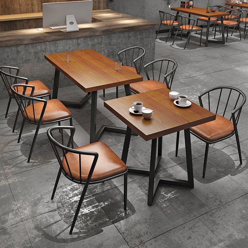 Juego de comedor industrial 1/3/5 PCS Mesa de comedor de madera maciza con sillas tapizadas