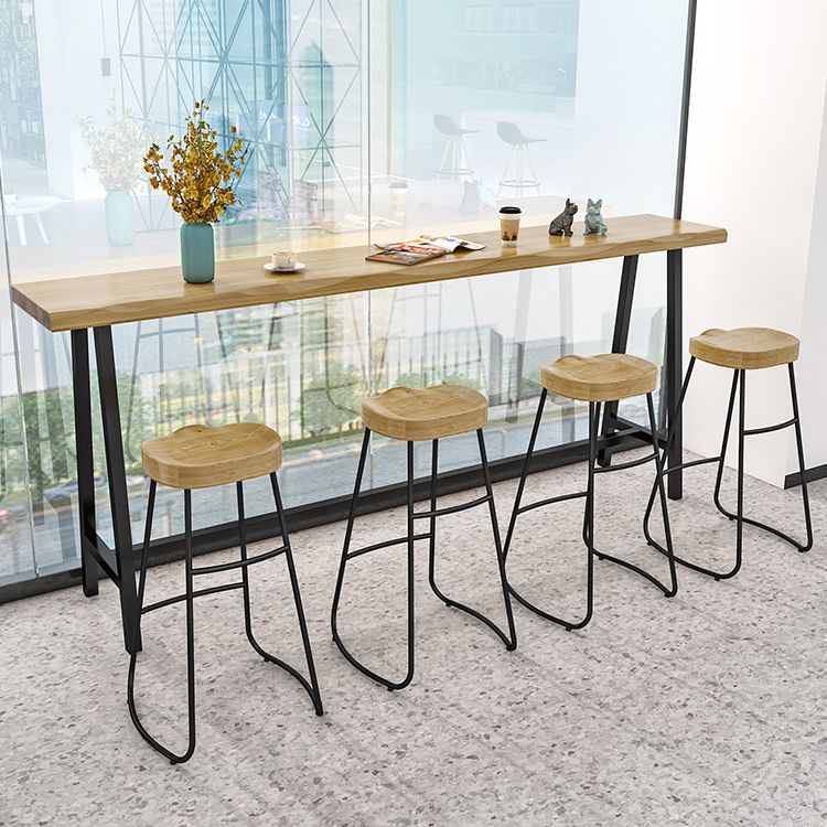 Solid Wood Indoor Counter Height Dining Table Specialty Trestle Patio Bar Table in Natural Clearhalo 'Bar Furniture' 'Bar Tables' 'bar_tables' 'furn' 'furn_bar_tables' 'Furniture' 'furniture_bar_tables' 'Kitchen & Dining Furniture' 'kitchen&dining_furn' 'kitchen' 1200x1200_986b5d82-39d5-42d7-915e-d7f0f56573e2