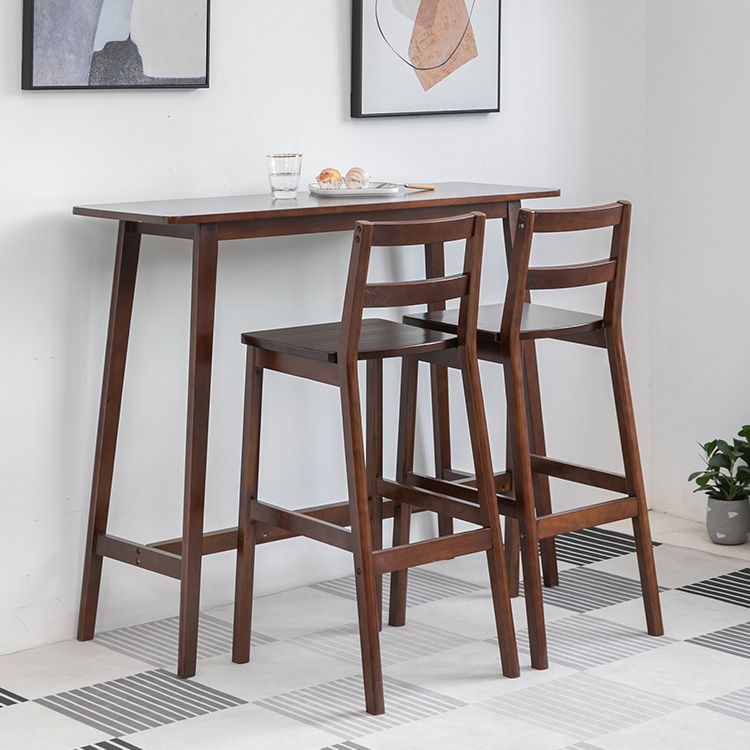 Eigentijdse rechthoekige bartafel Massief houten bar-eettafel met voetsteun