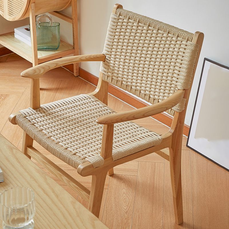 Solid Wood Lounge Chair Woven Back Side Chair with Wooden Legs Clearhalo 'Accent Chairs' 'accent_chairs' 'Chairs & Seating' 'furn' 'furn_accent_chairs' 'Furniture' 'Living Room Furniture' 1200x1200_98764cfa-61c9-4d80-9a3f-ce354055597e