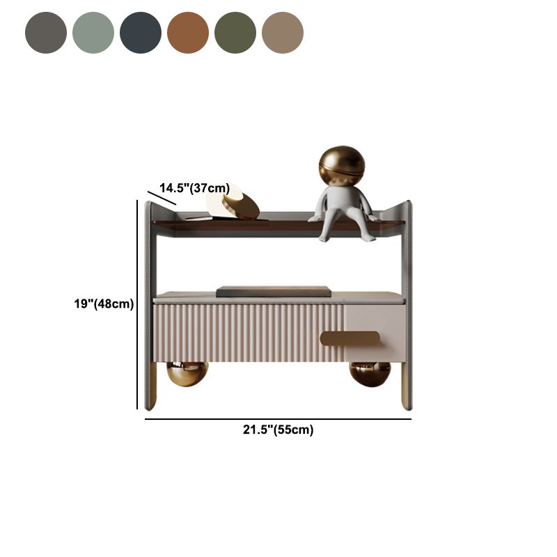 Table de nuit de rangement en bois et en verre moderne 1 Dessin de nuit de lit de tiroir