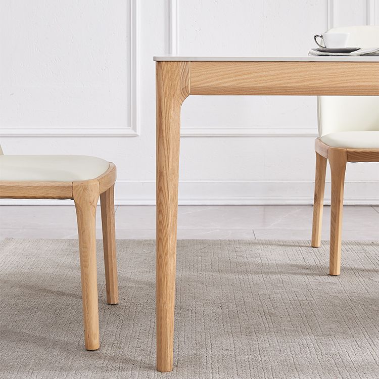 Rectangle Retro Modern Dining Table White Sintered Stone Top 4 Legs Fixed Table Clearhalo 'Dining Tables & Seating' 'Dining Tables' 'dining_table' 'furn' 'furn_dining_table' 'Furniture' 'Kitchen & Dining Furniture' 1200x1200_987ce695-8f8a-4e98-af19-dbbbcd25c441