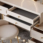 Glam Wood Vanity Dressing Table White Makeup Vanity Desk with Drawer