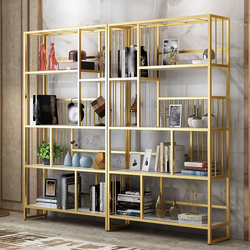 Glam Vertical Open Etagere Bookshelf Iron Frame Manufactured Wood Shelf Bookcase Clearhalo 'Bookcases' 'furn' 'furn_bookcases' 'Furniture' 'furniture_bookcases' 'Office Furniture' 1200x1200_9880164a-f046-47c2-85da-940802f5c4c1
