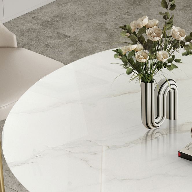 Glam Leather Dinette Set 1/3/4/5/7 Pieces Dining Table Set with Round Sintered Stone Top