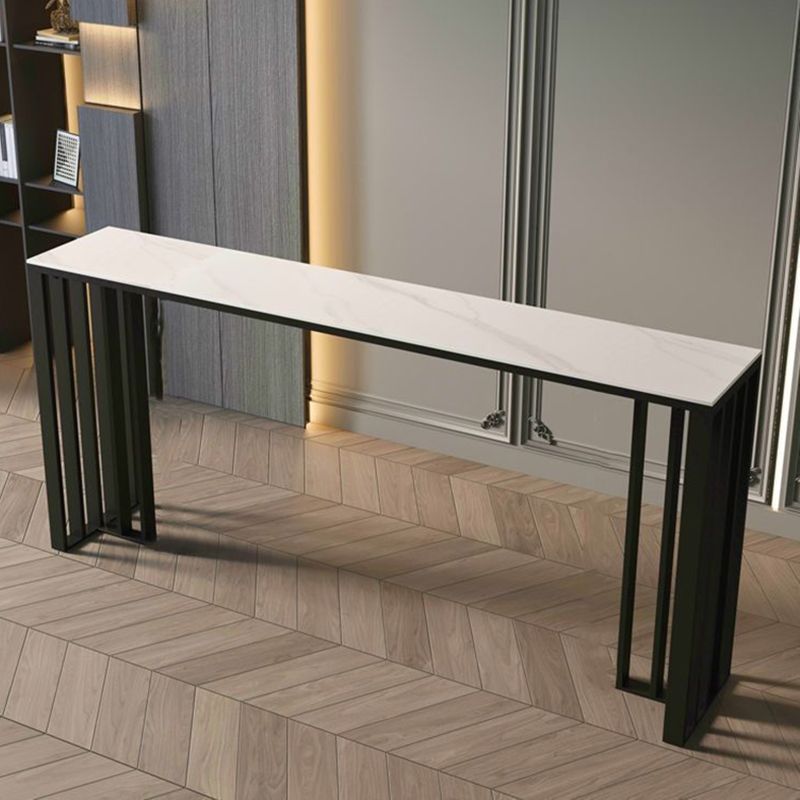 Marble Counter Table Rectangle Table Top with Black Double Base Clearhalo 'Bar Furniture' 'Bar Tables' 'bar_tables' 'furn' 'furn_bar_tables' 'Furniture' 'Kitchen & Dining Furniture' 1200x1200_98820cc2-f037-474e-aa7a-889d652ced3a