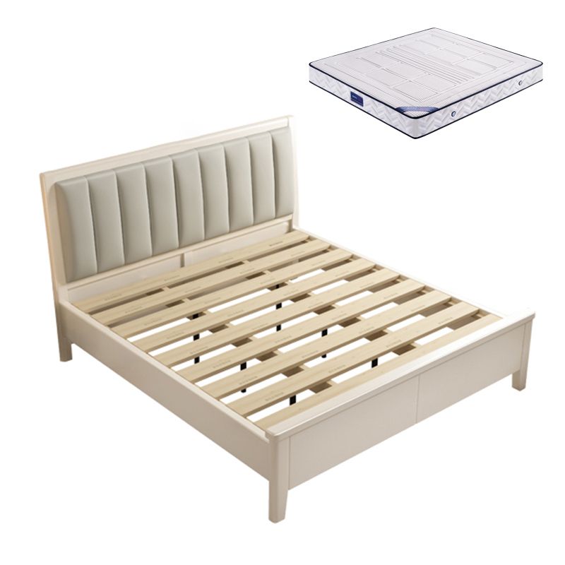 Sin panel angustiante cama estándar cama de panel de color sólido con cabecera tapizada