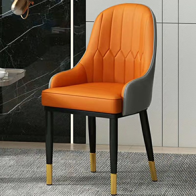 Modern Style Arm Chair Metal Solid Back Dining Chair for Kitchen Clearhalo 'Dining Chairs' 'Dining Tables & Seating' 'dining_chair' 'furn' 'furn_dining_chair' 'Furniture' 'Kitchen & Dining Furniture' 1200x1200_98861112-7b36-4550-b5f4-bc8ae06c4475