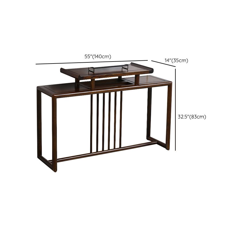 Rectangle Contemporary Console Table Dark Brown Elm Console Sofa Table
