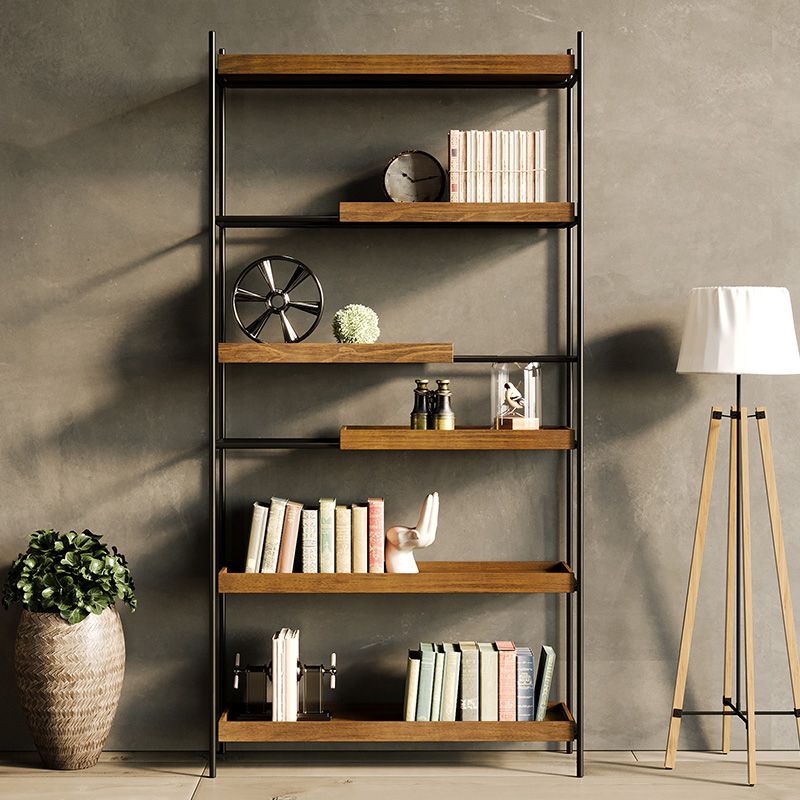 Contemporary Wooden Bookshelf Open Back Etagere Bookcase with Shelves Clearhalo 'Bookcases' 'furn' 'furn_bookcases' 'Furniture' 'Office Furniture' 1200x1200_9889d527-d651-450a-ab05-8065e35fa75d