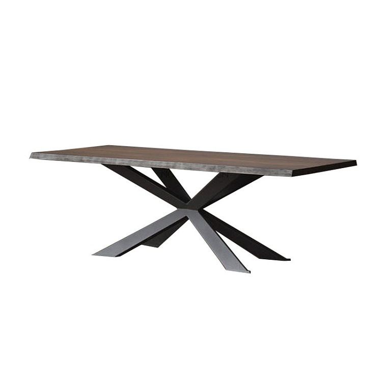 Tavolo da pranzo marrone in legno massiccio in cornice nera industriale sala da pranzo