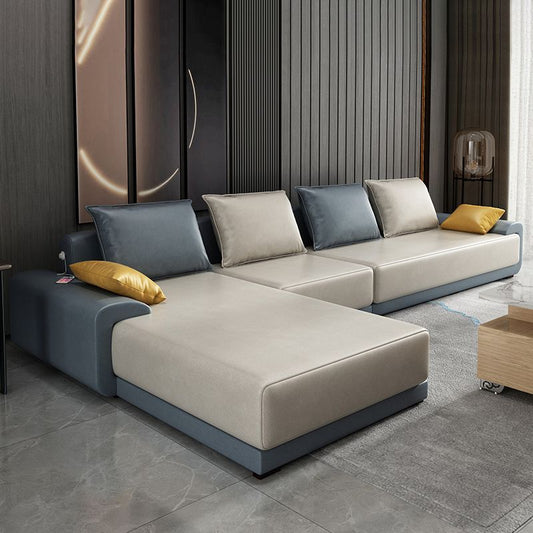 Scandinavian L-Shape Slipcovered Sofa and Chaise Pillow Back Cushions Sectional Clearhalo 'furn' 'furn_sectionals' 'Furniture' 'furniture_sectionals' 'Living Room Furniture' 'Sectionals' 1200x1200_988cb64f-20bb-417a-b264-1b7c9b37c65b