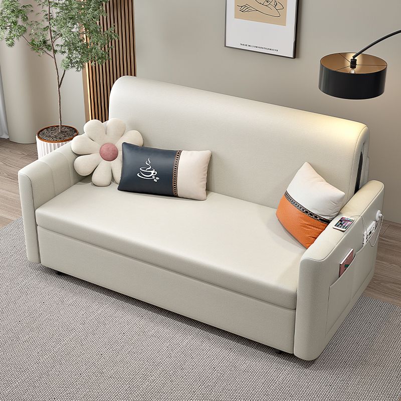 Contemporary Pillow Included Sleeper Sofa Faux leather Sofa Bed Clearhalo 'furn' 'furn_futons' 'Furniture' 'Futons & Daybeds' 'Futons' 'Living Room Furniture' 1200x1200_988dc09d-f4be-4602-9a1c-409f41ff4a3b