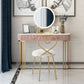Glam 29.5" High Marble Vanity Dressing Table in Pink with Drawers