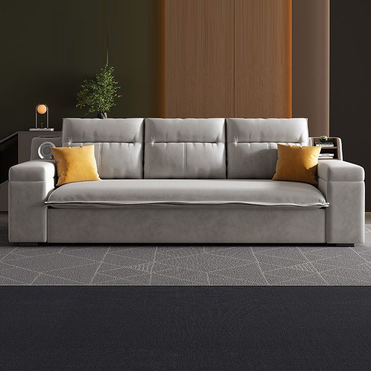 灰色に保管された現代の枕トップアームベッドソファソファ