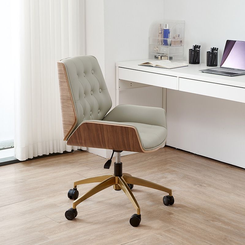 Chaise de bureau sans bras moderne sans chaise de bureau ergonomique en cuir pénible avec roues