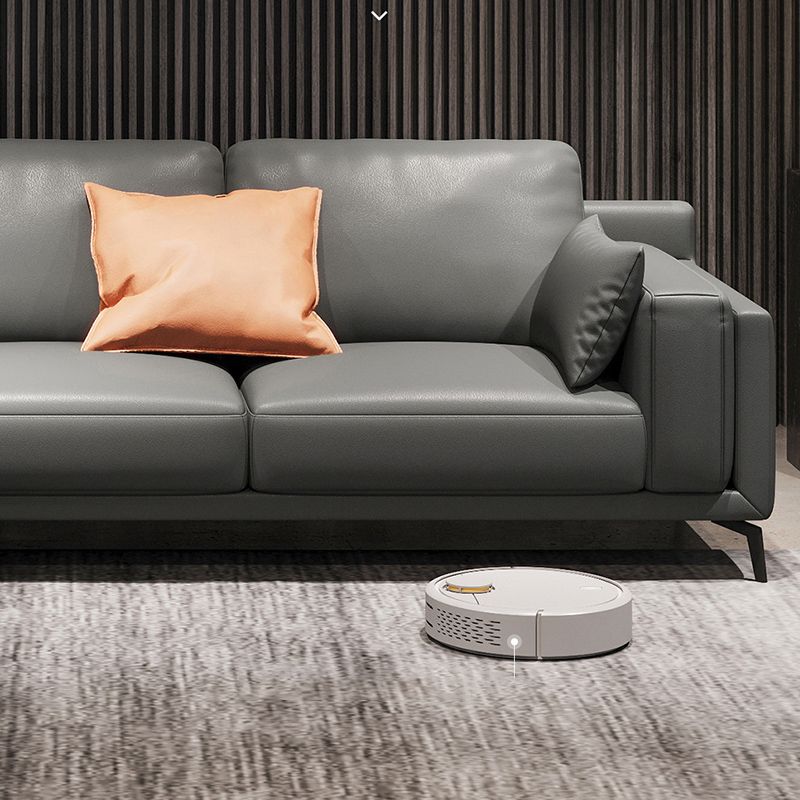 Square Arm Grey Pillowed Back Cushions Splayed Wooden Legs Sofa Clearhalo 'furn' 'furn_sectionals' 'Furniture' 'furniture_sectionals' 'kitchen' 'kitchen_sectionals' 'Living Room Furniture' 'Sectionals' 1200x1200_9890a220-e937-4ed1-8ae3-3da907a625bc