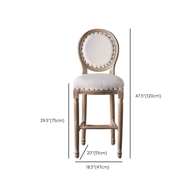 Volledige rug gestoffeerde armloze barkruk met massief houtbasis
