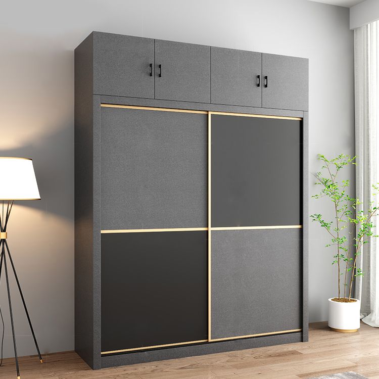 Armoire gris en bois fabriquée avec des vêtements armoire moderne avec des portes coulissantes