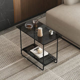 Mesa lateral superior de vidrio rectángulo 21.65 "Mesa de base de trineo de metal de alto con estante