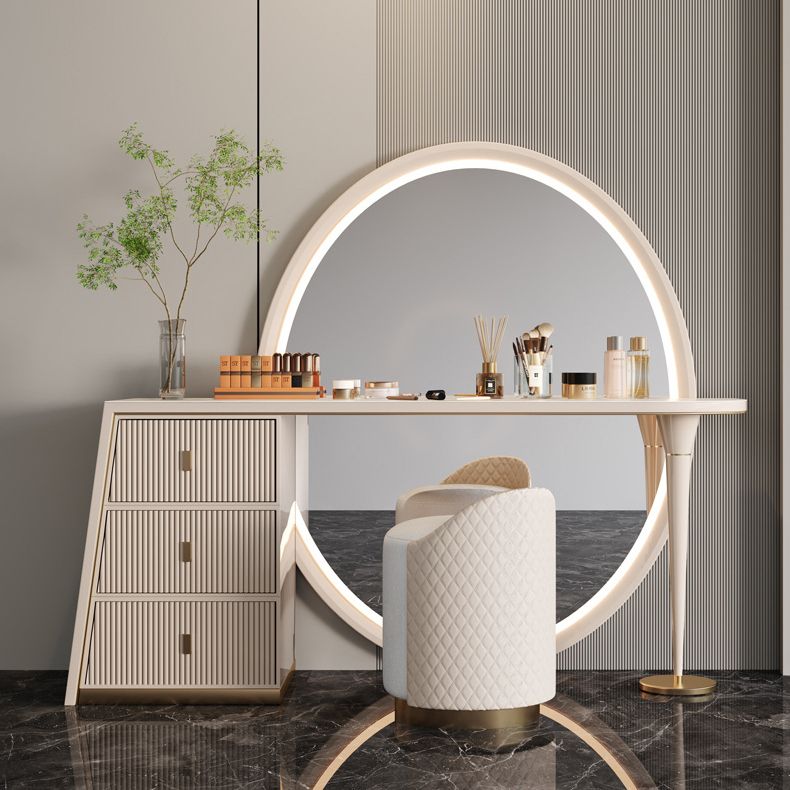 Glam leisteen make -upkruidtafel ontlasting in beige met 57 "hoge spiegel