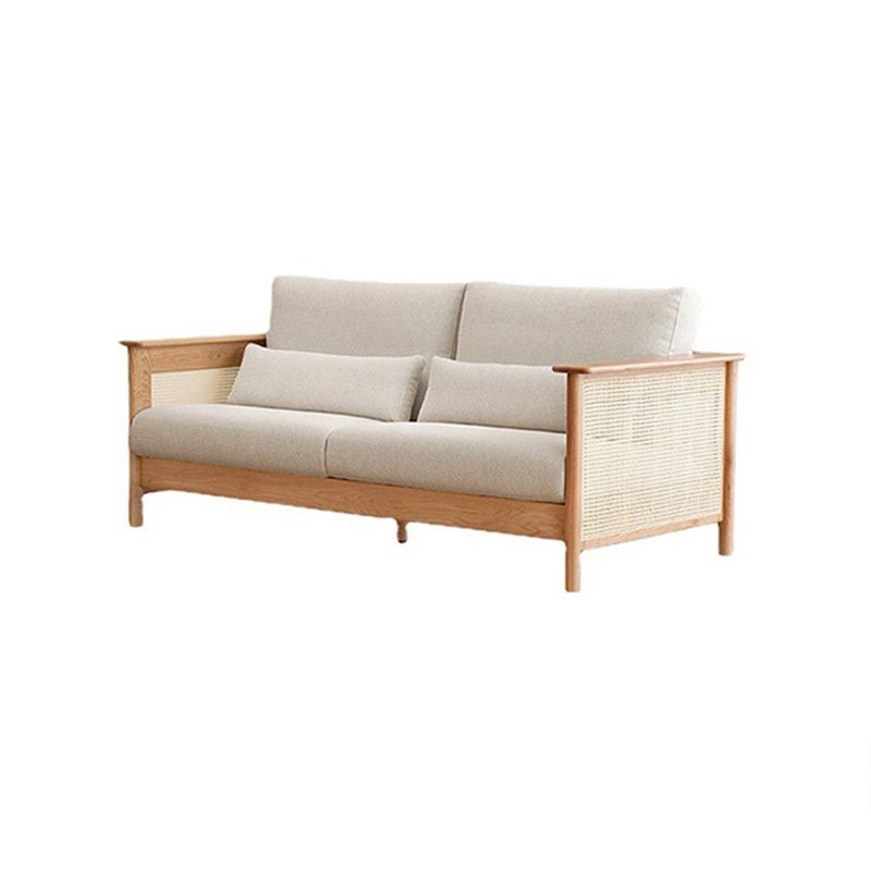 Solid Wood Sofa Square Arm Sofa with Loose Back in Natural Frame Clearhalo 'furn' 'furn_sofas' 'Furniture' 'Living Room Furniture' 'Sofa' 'sofas' 1200x1200_98945366-aec9-4b6d-833d-e75a64221c81