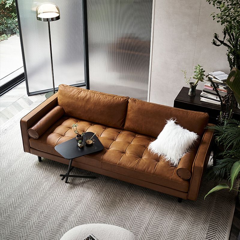 Bruin lederen bank Square arm Standaard bankstoelen