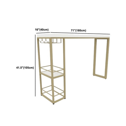 Glam 1/3 Pieces Bar Table Set Rectangle Stone Counter Table with Stools for Dining Room