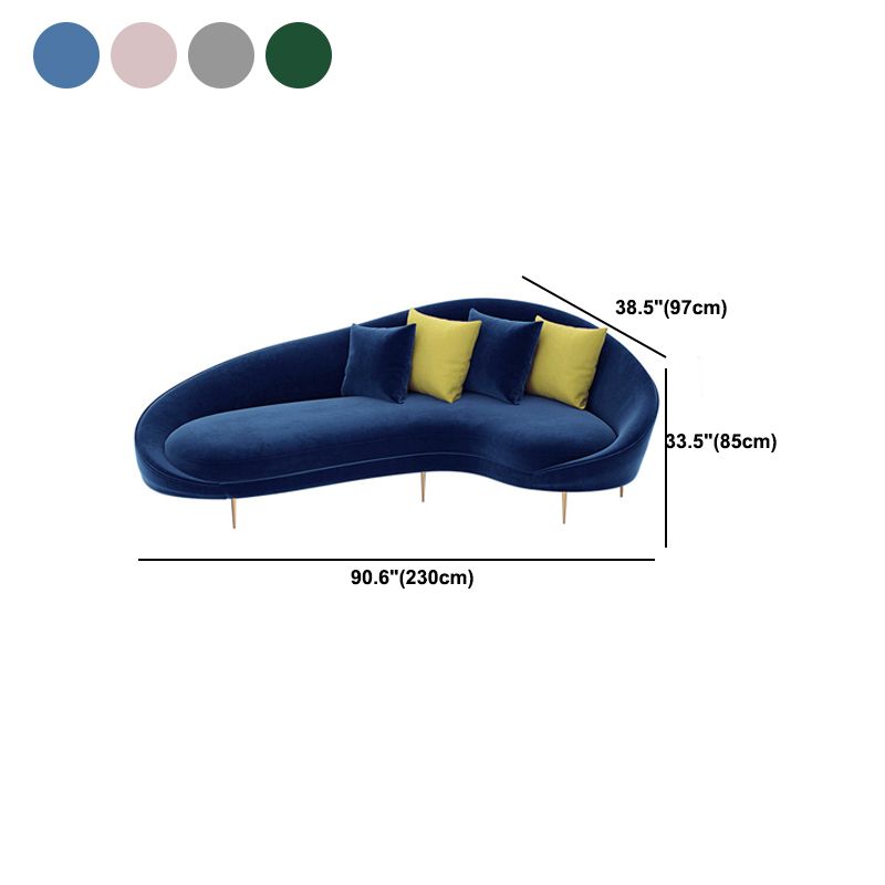 Contemporary Velvet Solid Color 33.46" H Curved Slope Arm Sofa Clearhalo 'furn' 'furn_sofas' 'Furniture' 'Living Room Furniture' 'Sofa' 'sofas' 1200x1200_9896f19f-9404-4ad3-9d99-bd2d7a859a81