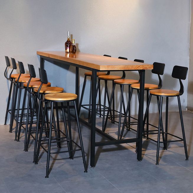 Tavolo da bar in legno in legno massiccio marrone chiaro industriale in metallo tavolo da pub
