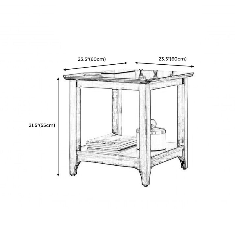 Country Double Tier Wood End Table 4 Legs Sofa Side Table with Shelf Clearhalo 'Coffee & Accent Tables' 'End & Side Tables' 'end_side_tables' 'furn' 'furn_end_side_tables' 'Furniture' 'Living Room Furniture' 1200x1200_989b33f0-541e-4883-97e6-b1fdc7ea7abe