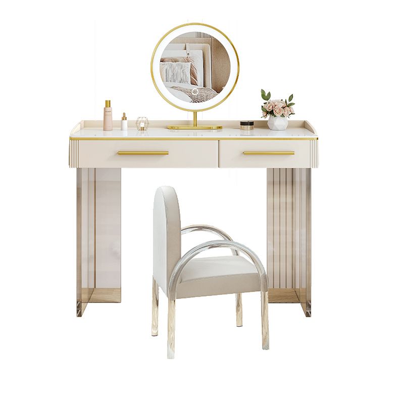 Tavolo da toeletta da top in pietra contemporanea con 2 cassetti e base acrilica