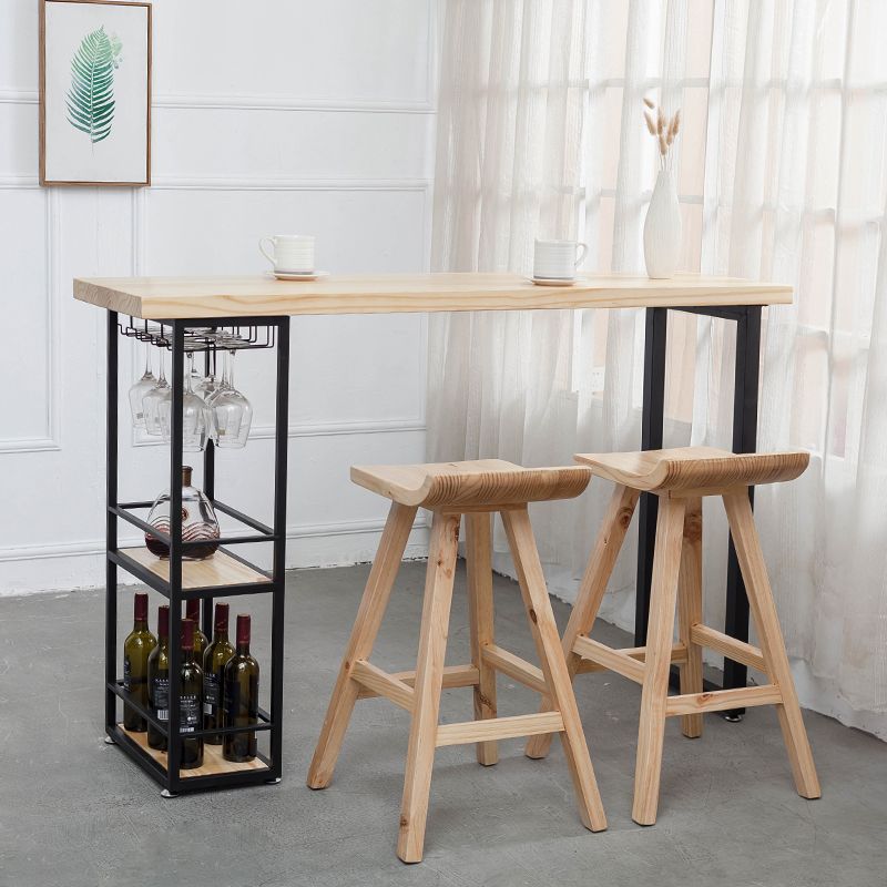 Moderner, rechteckiger Bartisch aus Kiefernholz, verstaubarer Tisch für das Wohnzimmer