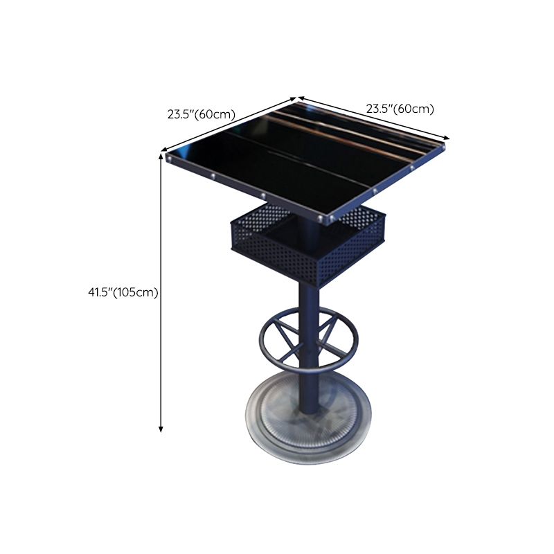 Industrial Style Bar Wine Table Black Bar Dining Table with Storage Clearhalo 'Bar Furniture' 'Bar Tables' 'bar_tables' 'furn' 'furn_bar_tables' 'Furniture' 'Kitchen & Dining Furniture' 1200x1200_989cf6c5-f18e-4543-84a8-f9ec659a83a5