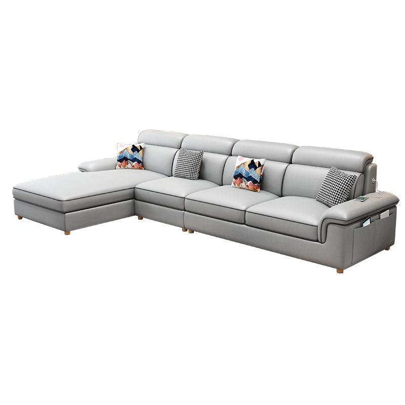 130.7 "Kussen Top Arm Sectionals, Scandinavian Natural Leg Sectional Set