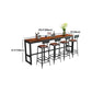 Industrial Style Bar Dining Table Brown Solid Wood Bar Wine Table with Metal Base