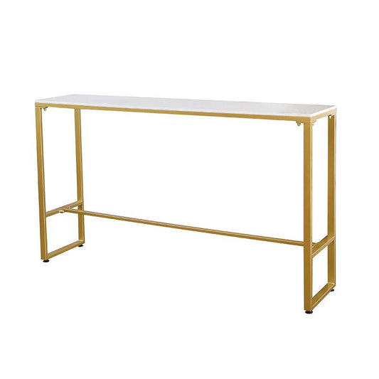 White Glam Style Bar Table in Iron Top and Faux Marble Bar Table for Living Room Clearhalo 'Bar Furniture' 'Bar Tables' 'bar_tables' 'furn' 'furn_bar_tables' 'Furniture' 'furniture_bar_tables' 'Kitchen & Dining Furniture' 1200x1200_989f23e8-6542-4de7-9ef4-f0efa9ac4661