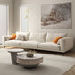Square Arm Loose Back Sofa and Chaise Slipcovered White Fabric Sofa