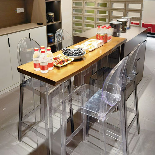 Tavolo da barra a barre di legno di cenere con base acrilica moderna tavolo da pub rettangolo moderno