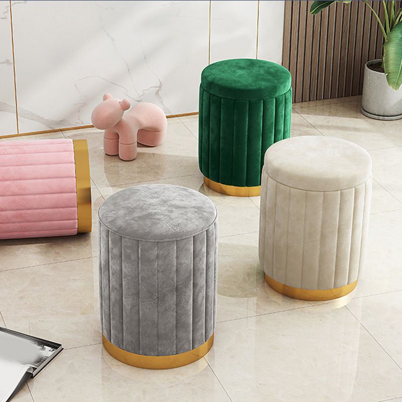 Velvet Ottoman Whole Colored Cylinder Shape Fade Resistant Ottoman with Storage Clearhalo 'furn' 'furn_ottomans_poufs' 'Furniture' 'Living Room Furniture' 'Ottomans & Poufs' 'ottomans_poufs' 1200x1200_989ffe1e-ed66-47a6-bf8c-3436f913216f