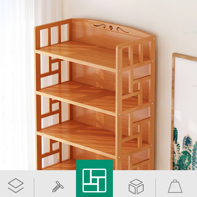 Natural Floor Bookshelf Contemporary Bamboo Shelf Bookcase for Study Room