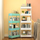 Contemporary Plastic Geometric Bookcase Open Back Bookshelf with Wheels