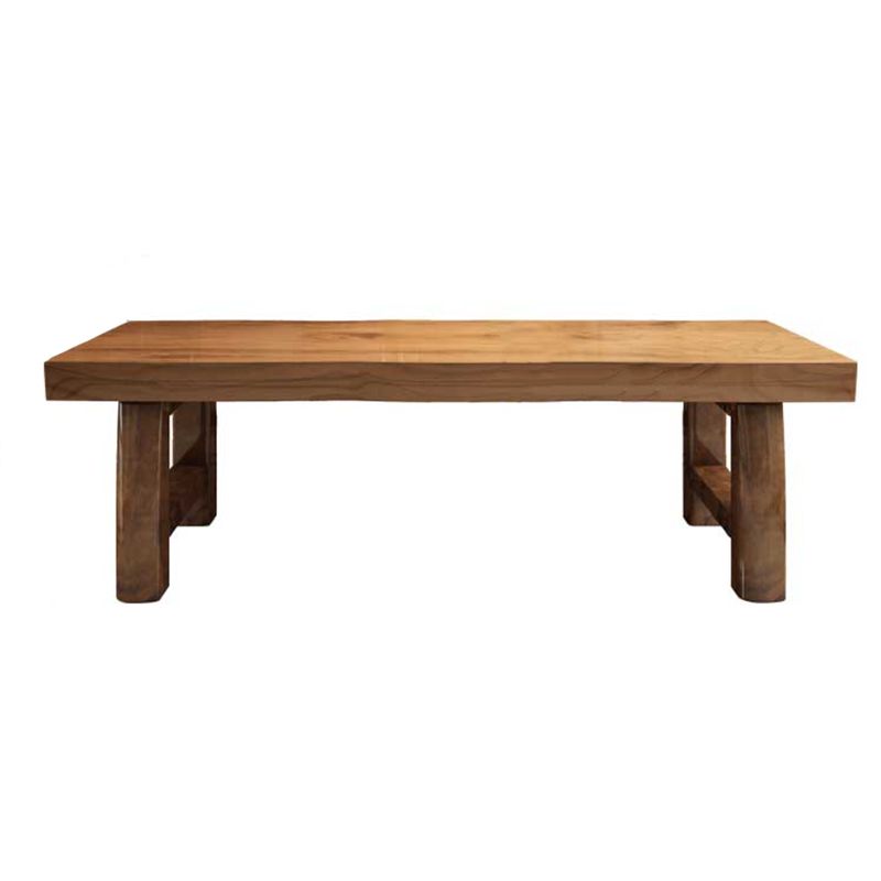 Mesa de comedor rectangular con pedestal doble, mesa moderna de madera de pino para uso en cocina
