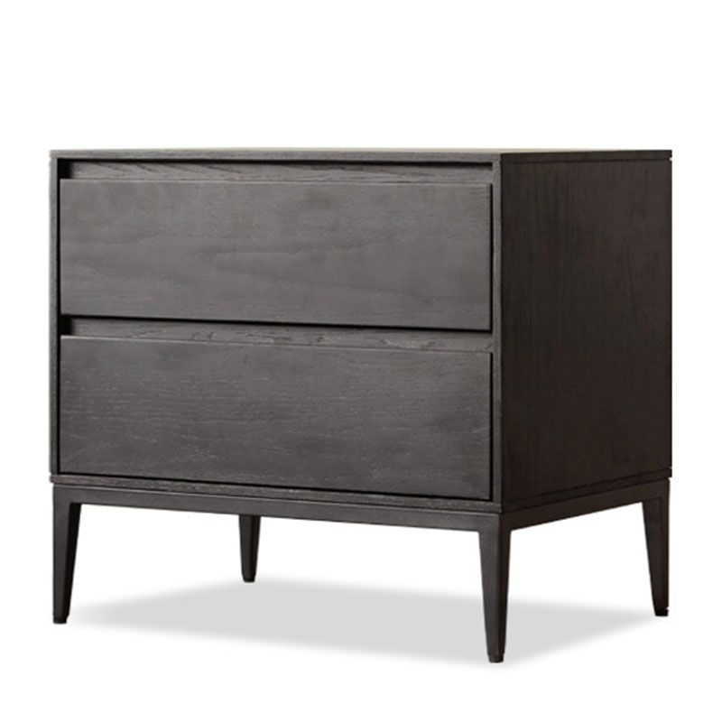 Mid Century Modern Wooden Nightstand with 2 Drawers for Bedroom