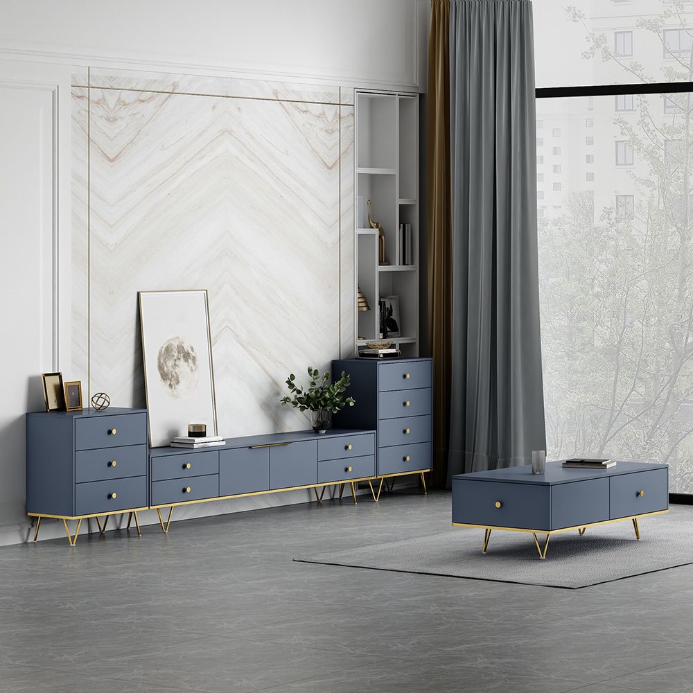 Glam TV Media Stand with Drawers Faux Wood Media Console for Living Room Clearhalo 'furn' 'furn_tv_stands_entertainment_centers' 'Furniture' 'Living Room Furniture' 'TV Stands & Entertainment Centers' 'TV Stands & Media Storage Furniture' 'tv_stands_entertainment_centers' 1200x1200_98a5563a-ee5d-4b14-a587-f507ecb46bd5