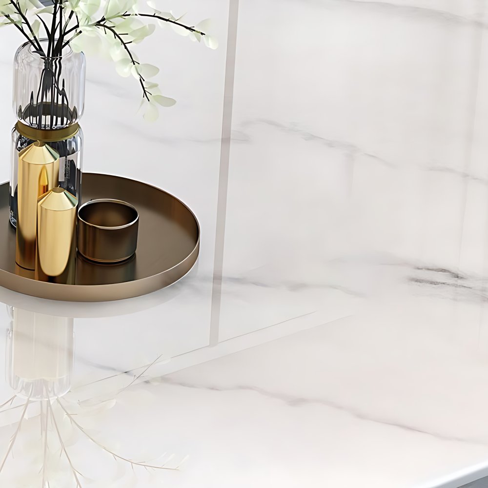 Gold Base Pedestal Dining Table Traditional Luxury Rectangle Stone ...