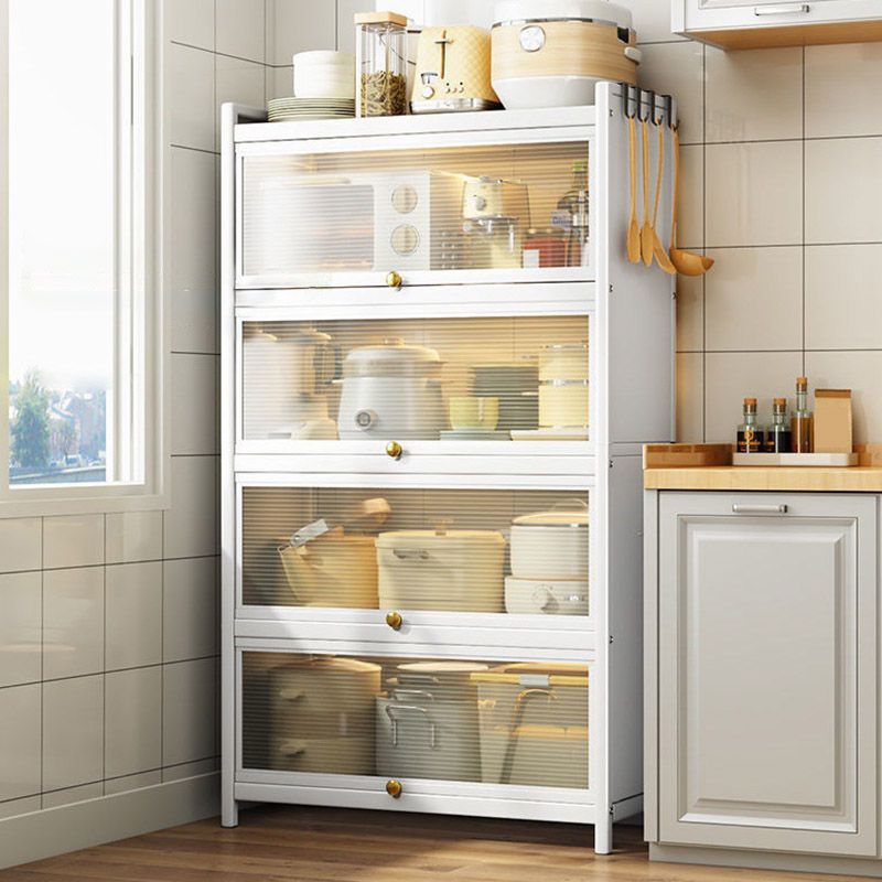 Sideboard in stile glam Sideboard in acciaio bianco in acciaio senza luci a LED