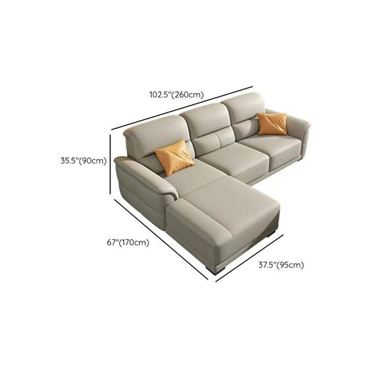 Ultra-Modern Genuine Sofa with Pillow Back and Rolled Arm in Wood